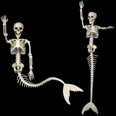Funny Skeleton Mermaid Skeleton Flexible Plastic Halloween Fish Skeleton 80cm Decoration Fish Skeleton Statue Halloween