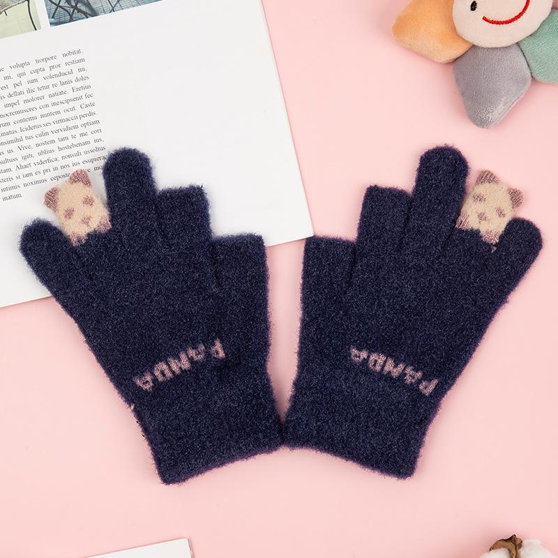 

Перчатки с открытыми пальцами Теплые перчатки Женские зимние детские перчатки Милые перчатки из мультяшного бархата Перчатки для письма One Size