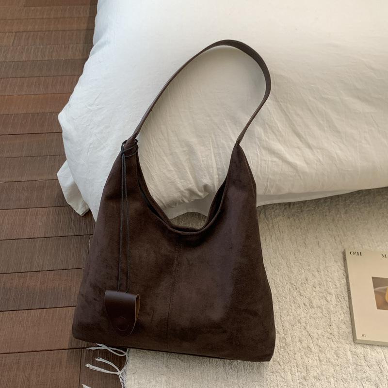 Herbst Retro Tasche Damen Maillard Stil Wildlederoptik Tragetasche Große Kapazität Pendler Freizeit Einzelne Tasche