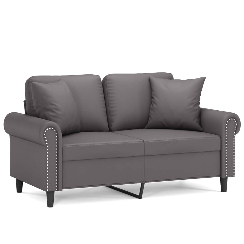 Vidaxl 2-Seater Sofa With Cushions, Gray, 120 Cm, Faux Leather