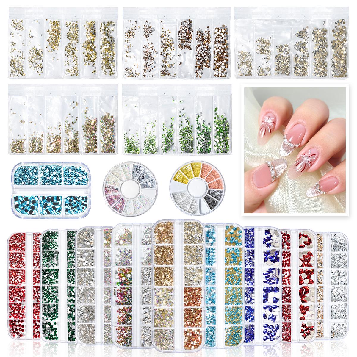 

Seven-Color AB White Round Rhinestones for Nail Art and Light Therapy Gel Nails