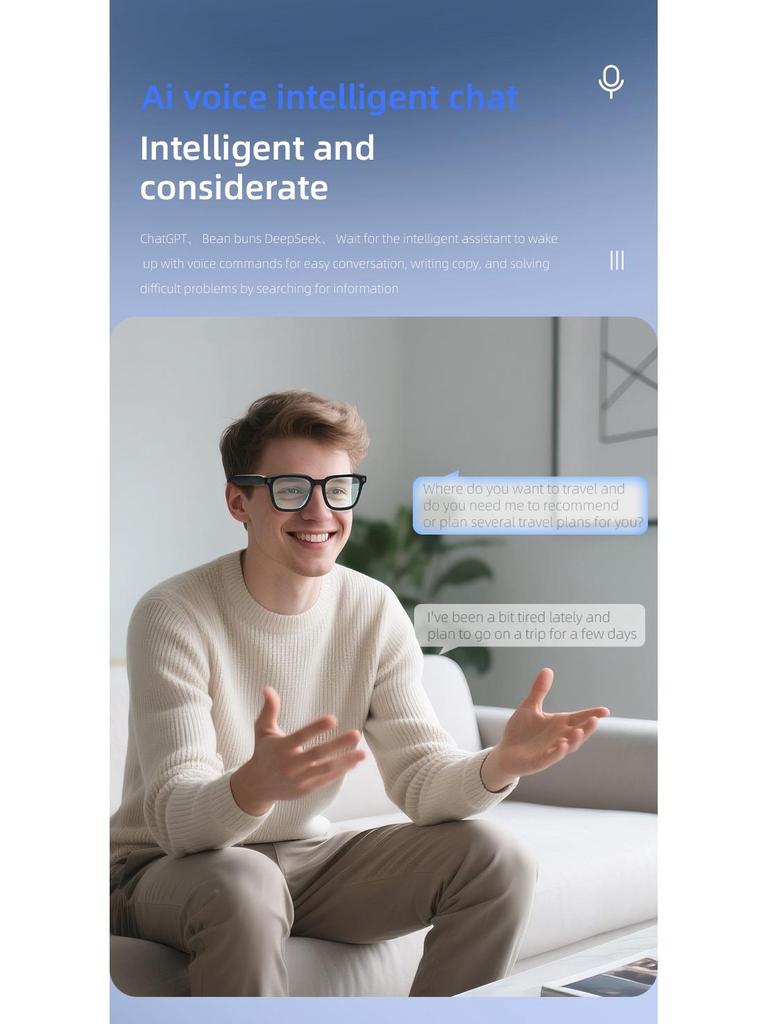 KI-Smart Glasses: Schwarze Tech-Kamera-Brille für Übersetzung, Fotografie und Musik-Streaming