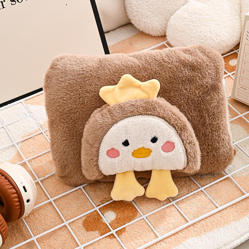 Cartoon Rechargeable Explosion-Proof Hot Water Bottle - Detachable Hand Warmer for Girls, Bed, and Abdomen.