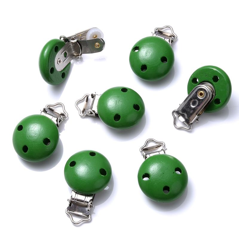 10Pcs 30mm Baby Wooden Pacifier Clips Round Wood Clip for Baby Pacifier Log Nipple Chain Holder Accessories BPA Free