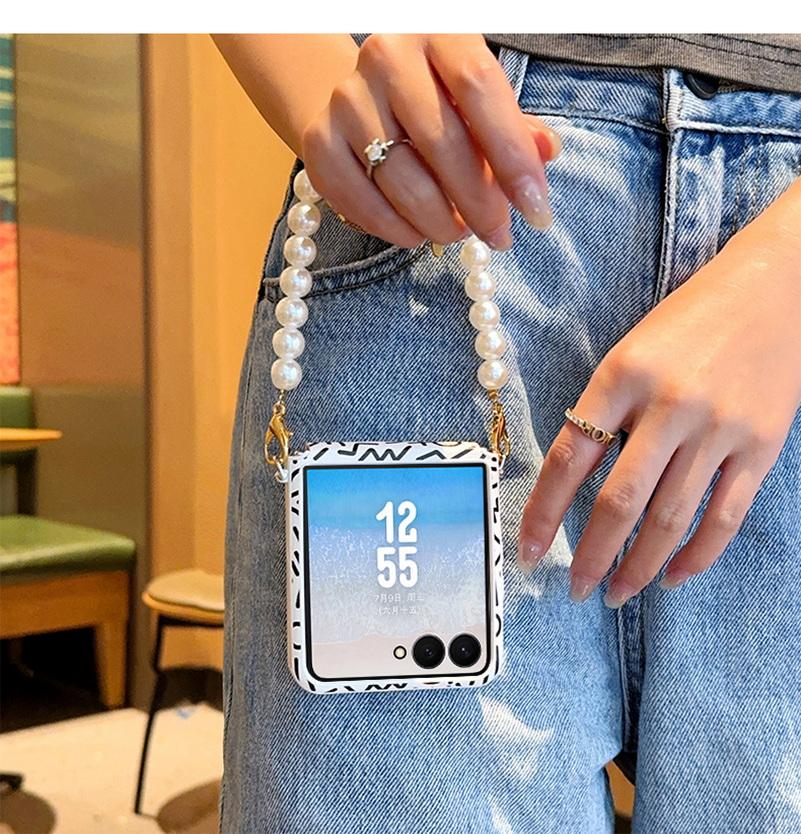 All-inclusive Graffiti Side Buckle Pearl Strap Protective Case For Samsung Galaxy Z Flip 7 Flip7 Protect Cover