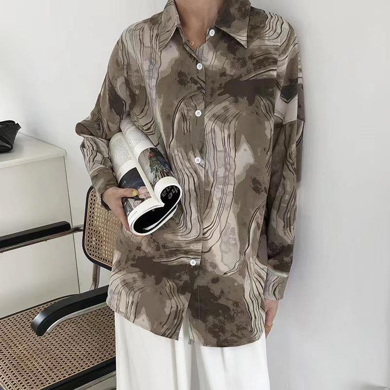 Autumn Women's Chiffon Shirt Retro Hong Kong Style Long Sleeved Shirt Women's Top
