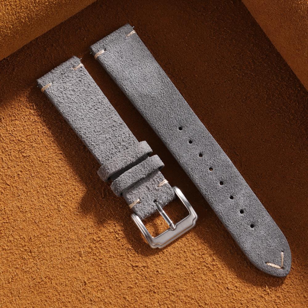 14mm 16mm 18mm 20mm 22mm Quick Release Bracelet Soft Suede Strap Calfskin Bracelet for Women Men Brown Wristband Smartwatch Band