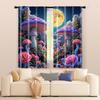2 Pcs   Filtering Curtains (excluding Rods   Non-movable   Without Batteries) Colorful Mushroom for Use In Bedrooms and Living