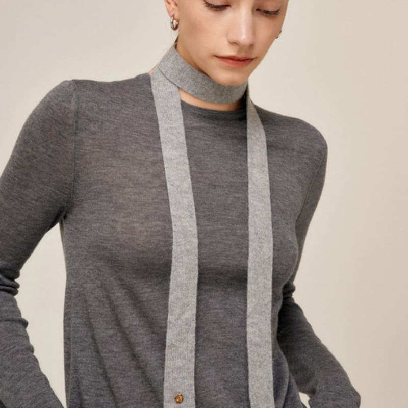 Saint Luxure 100% Cashmere Thin Muffler Light Gray