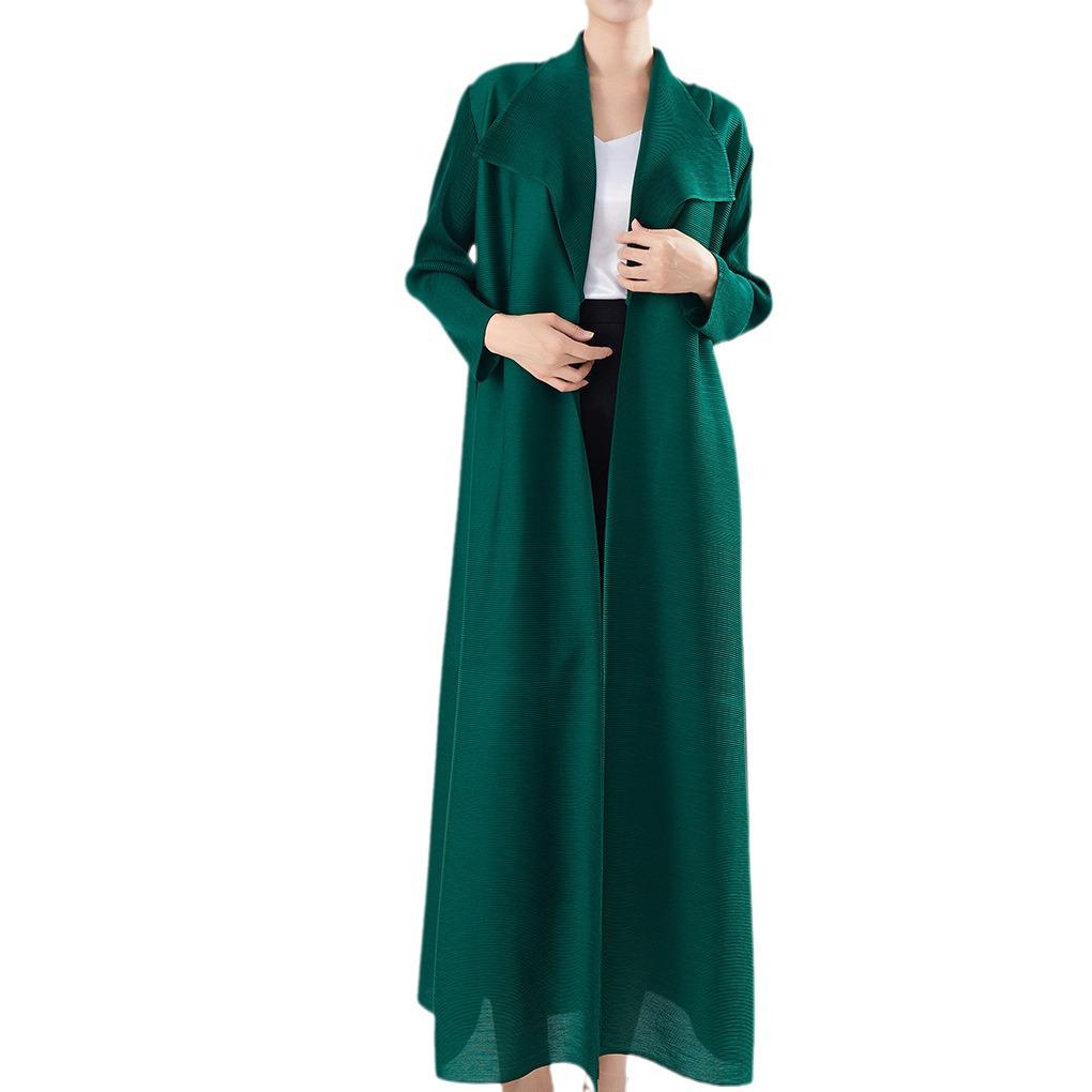 

Женское тренчкот с лацканами большого размера 2024 – Свободного кроя мусульманский халат осенняя куртка One Size зелёный