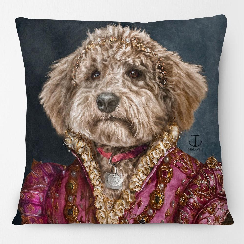 Federa Cuscino Pittura Ritratto Animali Cani Corte Reale Europea Cuscino Decorativo Gatto Vintage per Divano