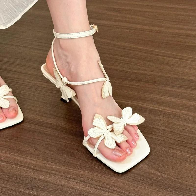 Fashion 2025 New Women Shoes Buckle Strap Women's Sandals Fashion Butterfly-knot  Sandals Woman High Quality Peep Toe Heeled Sandals
