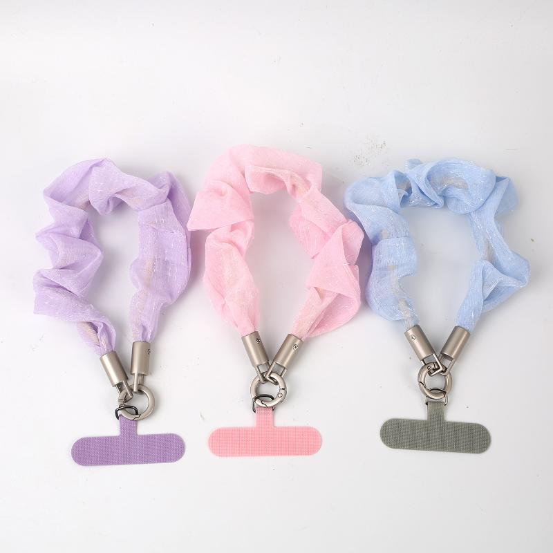 Korean Mesh Scrunchies Phone Lanyard Universal Anti-Lost Sweet Color Design Wrist Strap for Girls Sweet Style Matching Daily Use