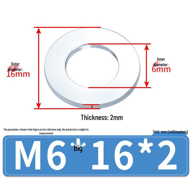 Extra Large Galvanized Metal Flat Washer (Sizes M1.6-M14)