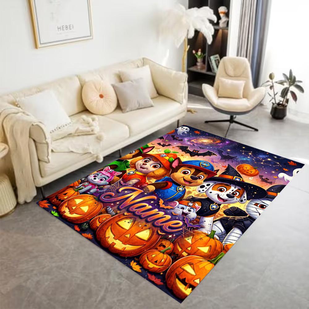Bluey Halloween Party Customize Your Name Area Rug Design for Kitchen Foyer Outdoor Living Rooms Antislip Carpet Anime Office Decor Best for Christmas
