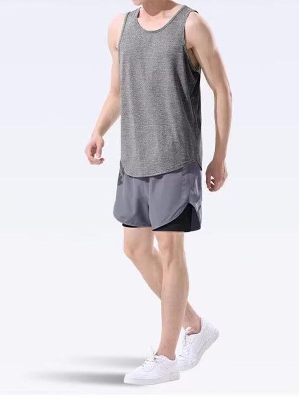 Men's Quick-Dry Anti-Exposure 2-in-1 Sports Shorts: Breathable, Loose, for Running, Basketball, Fitness, and Swimming.