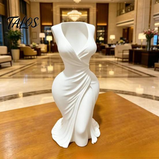 Dried Flower Holder 3D Printed Elegant Dress-Style Vase, Dual-Purpose Tabletop Decor with Flowing Pleated Skirt, Decorative Ornament Twisted