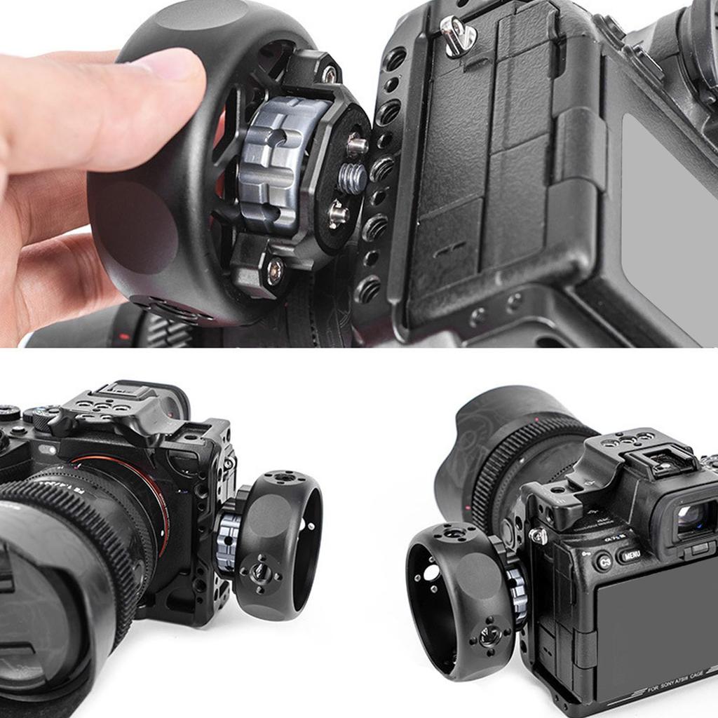 Wheel Side Handle Round Side Hand Grip with Screw Lightweight Camera Hand Quick Release Grip, Non-Slip 1/4" 3/8" Holes, Wheel,