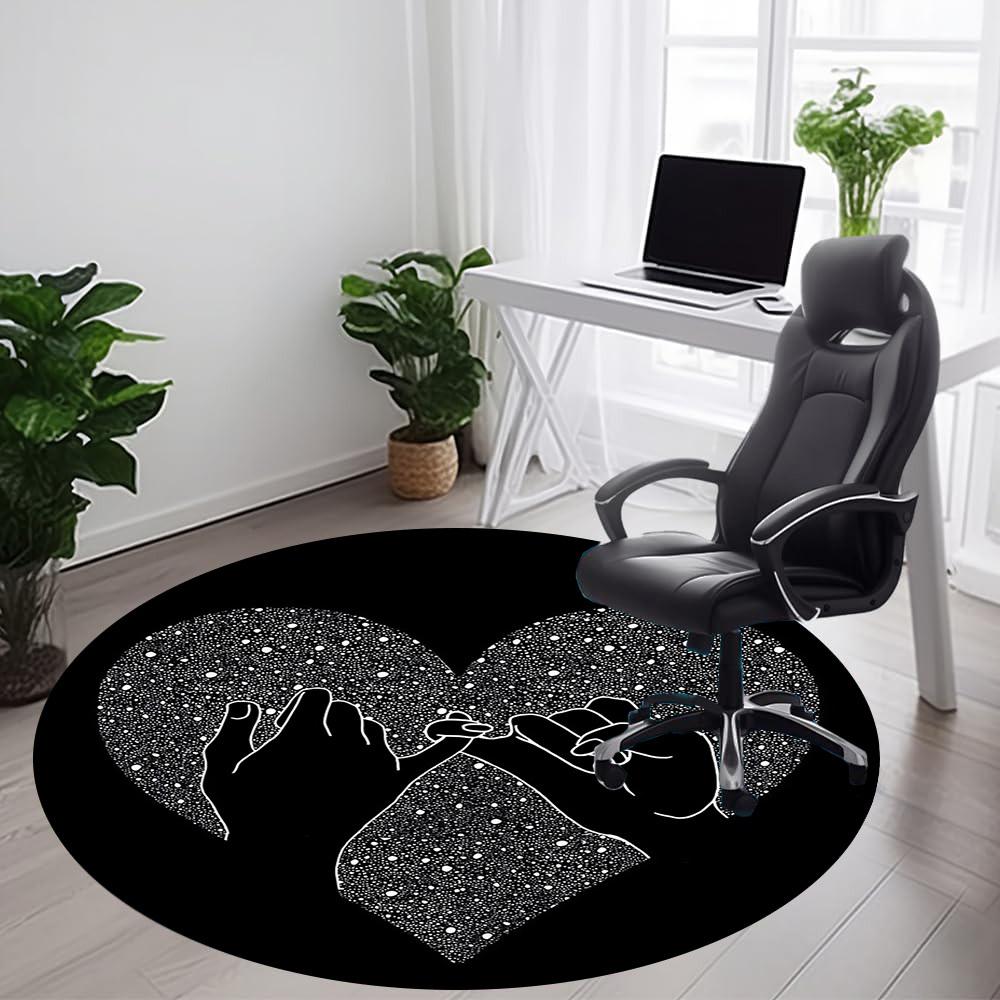 1PC Heart Hands Office Round Area Rug, Mat Suitable ForOffice, Under Office Chairs Bedroom Living Room Home Decor, Room Deco