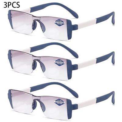 3PCS Anti-Blue Light Reading Glasses for Women Urltra-Light Eye Protection Men Far Eyeglasses Presbyopia Diopter +100 To +400