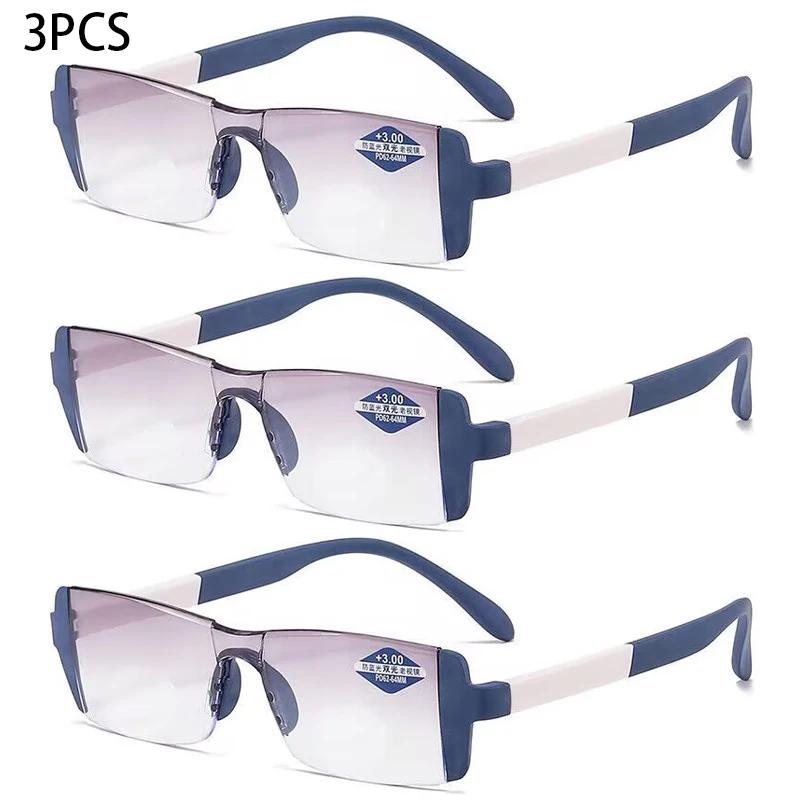 

3PCS Anti-Blue Light Reading Glasses for Women Urltra-Light Eye Protection Men Far Eyeglasses Presbyopia Diopter +100 To +400 +150
