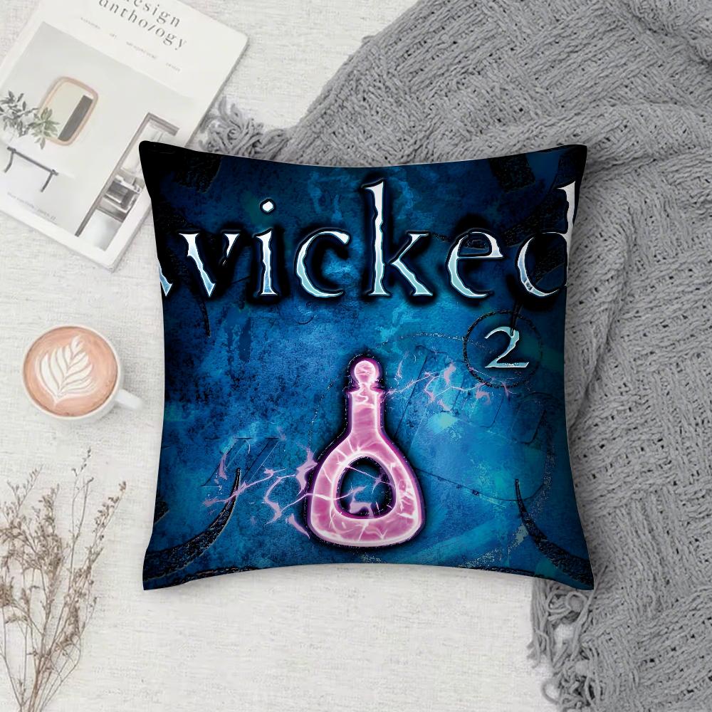 Movie W-Wicked Pillow Case Square Double-Sided Printing Short Plush Sofa Cushion Cover Bedroom Bedside Pillow