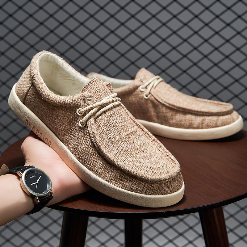 

Le Fu Shoes Мужские парусиновые туфли на плоской подошве высокого качества, брендовая повседневная обувь, лодочки, роскошная обувь, дизайнерская обувь Facon, лоферы на плоской подошве 39 хаки