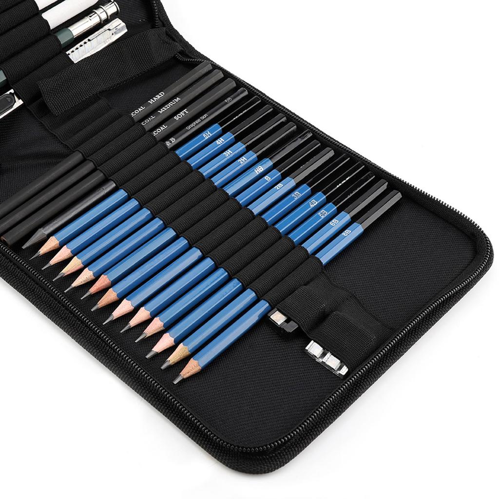 32pcs Set Professional Drawing Pencils Kit Sketching Tool Set Art Supplies with Carry Bag