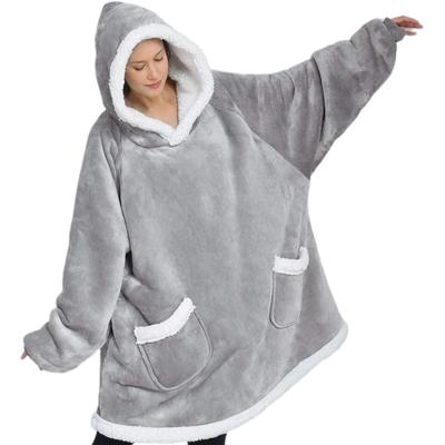 Comemore Oversized Hoodie Blanket with Sleeves Sweatshirt Plaid Winter Fleece Hoody Pajamas for Women Female Autumn Home Wear