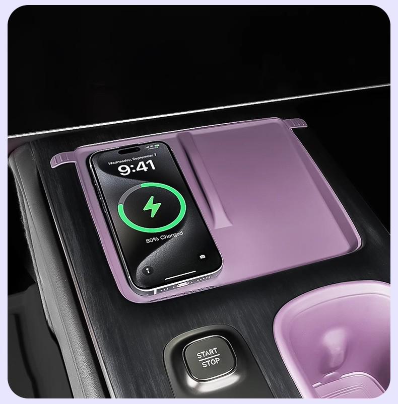 Anti-slip Silicone Pad for Xiaomi SU7 Wireless Charger - Dustproof, Heat Dissipation, Car Console Accessory