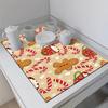 1Pcs Gingerbread Coffee Rubber Drying Mat With Retro Coffee Tableware For Coffee Shop Kitchen Carpet Tableware Durable Diatom Mud Table Mat