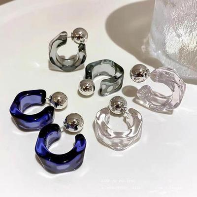 Korean Clear Acrylic Geometric C-shaped Hoop Earrings for Women Girls Earrings Party Travel Jewelry Gift