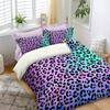 Purple Leopard Print Duvet Cover Color Bedding Set Three-Piece 3D Digital Printing Kit
