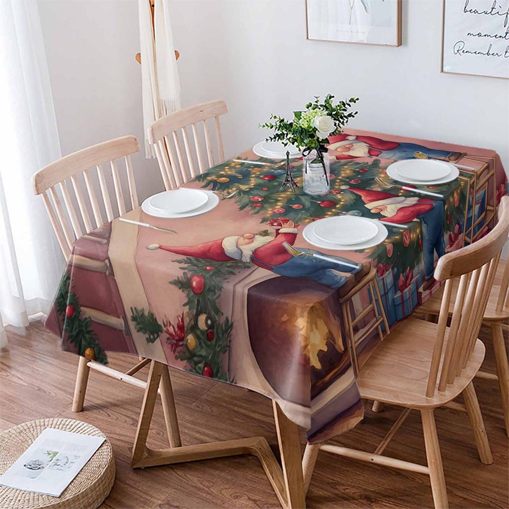 Christmas Winter Dwarf Tablecloths Waterproof Kitchen Coffee Table For Living Room Home Decor Dining Table