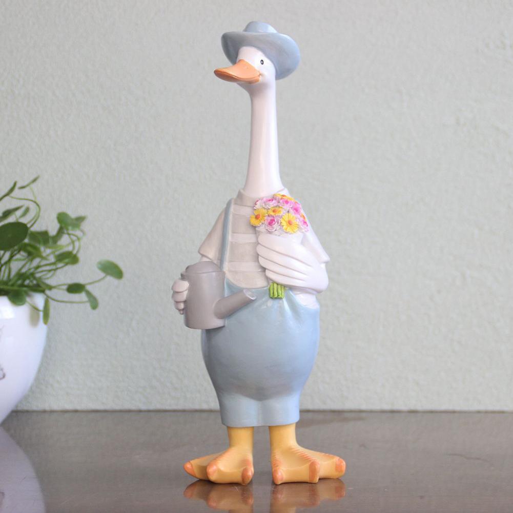 1pc/2pcs Couple Duck Statue Garden Ornaments Cartoon Duck Animal Resin Sculpture Ornaments Decoration For Outdoor Landscape Pond Yard Lawn Garden