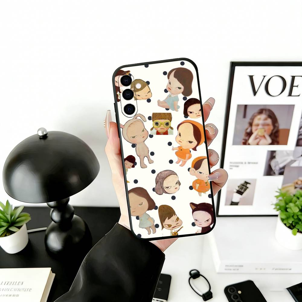 Art of Japan Y-Yoshitomo Nara Phone Case For Samsung Galaxy A73,A72,A71,A70,A53,A52,A51,Soft Silicone Black Cover