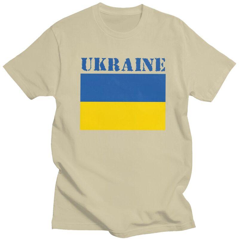 Custom Ukraine Flag T Shirts Men Pure Cotton Tees Tshirt Tshirt Clothing