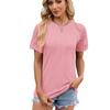 2024 Spring/Summer Women's Solid Color Lace-Trimmed Short-Sleeve T-Shirt