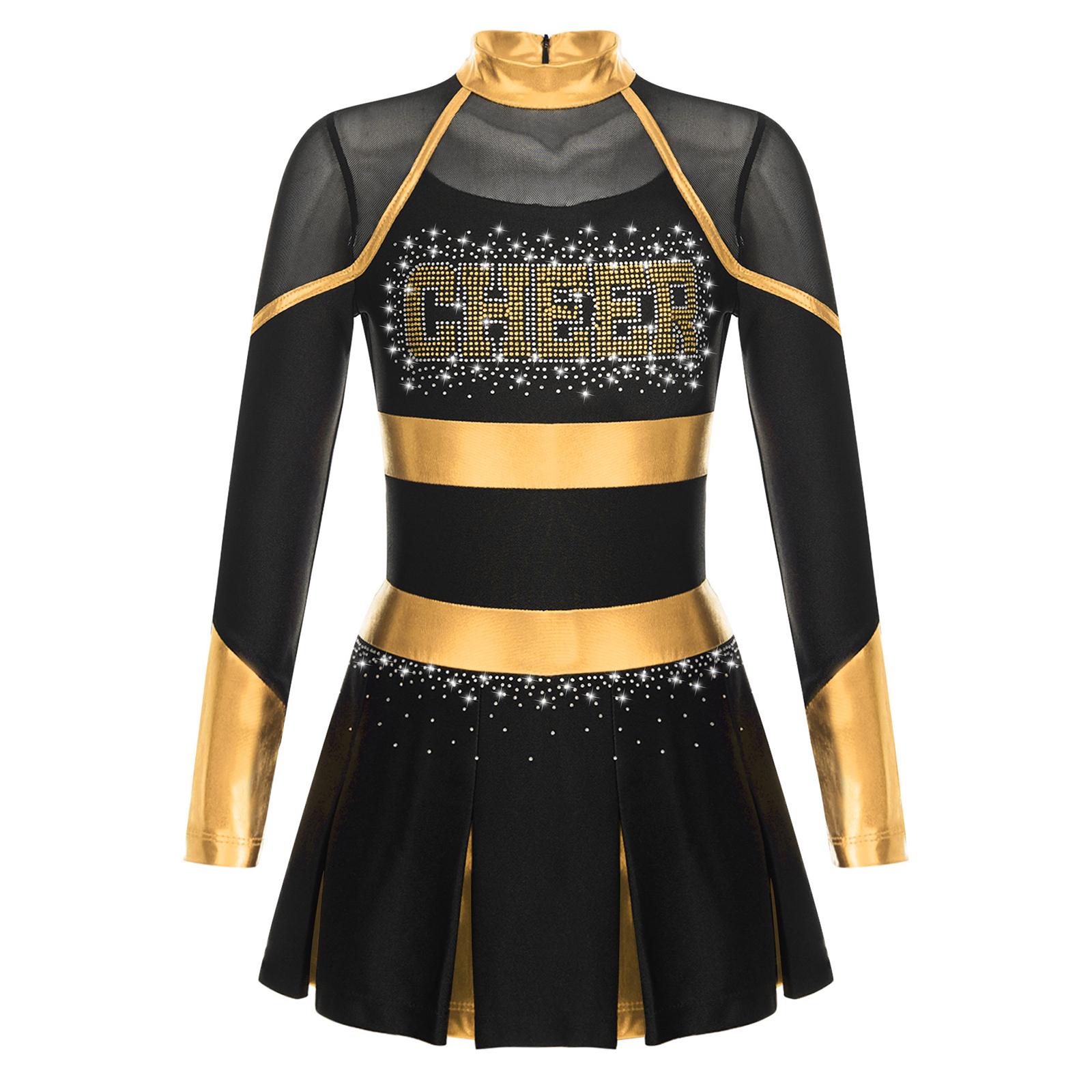 Costume Cosplay Pom-pom Girl pour Filles Robe Cheer Dance Costume de Festival Uniformes de Cheerleading Robe Métallique d'Équipe de Pom-pom Girls Tenue d'Équipe 8