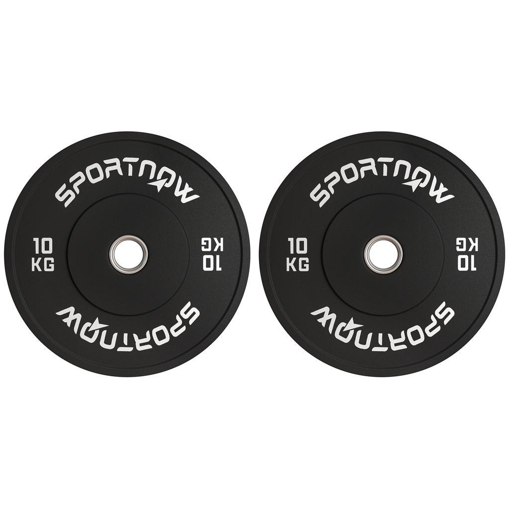Weight Plate Set, 2 X 10 Kg, Olympic Standard, Rubber, Low-Noise, Black