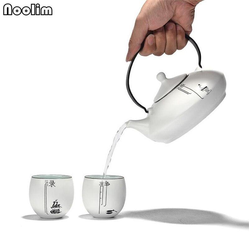 Ceramic Teapot Chinese Zen Lifting Handle Teapots With Filter White Porcelain 550ML