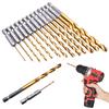 13 PCS 1/4inch Hex Drill Bit Set High Speed Steel Drill Bit Set Hex Shank Drilling Tools for Wood Plastic Aluminum Alloy Metal