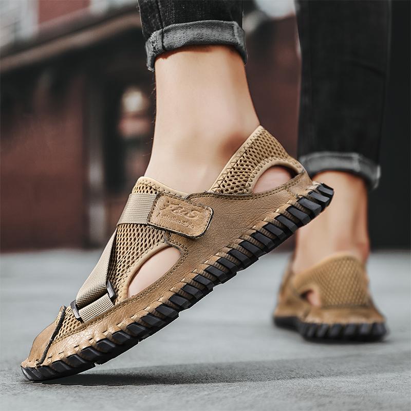 2026 New Men's Summer Breathable Net Sandals With Adjustable Straps Outdoor Walking Shoe And Comfortable Anti - Slip Beach Shoes