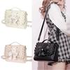 Sweet Bow Pink Mochila Women Fairyocre Aesthetic Handle Leather Crossbody Bags Ladies Lolita Large Capacity Square Mochilas