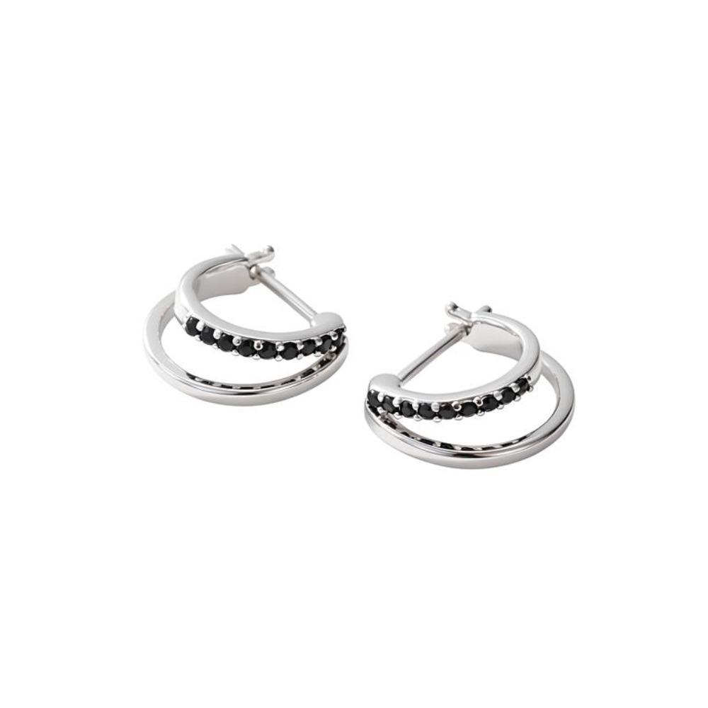 Tassel Hoop & Double-Layer Hoop Earrings with Black Stones, Sleek Minimalist Design, Hypoallergenic Jewelry for Women,