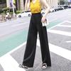 Women's Mid Waist Pleated Chiffon Wide Leg Long Pants High Drape Loose Casual Vacation Trousers