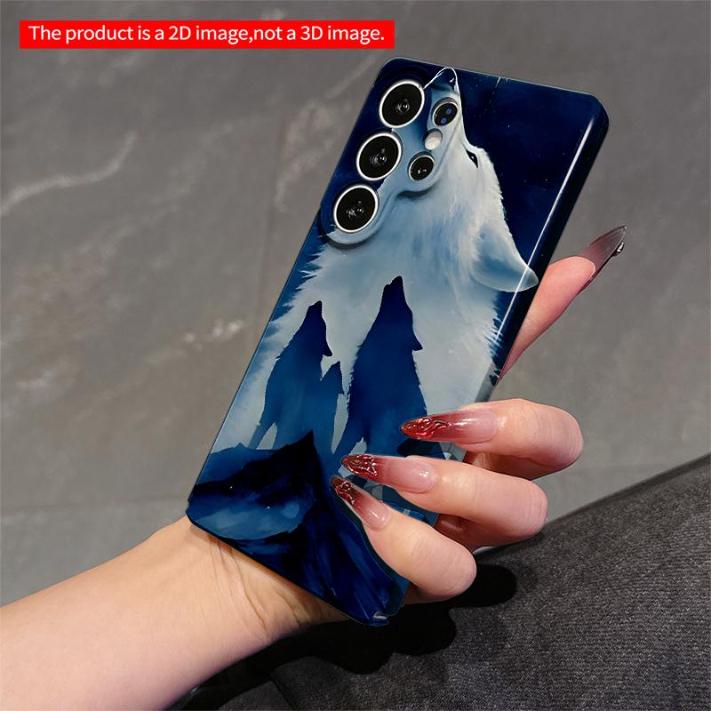 2DFlat Samsung phone case Howling Wolf Under Starlight Applicable to Galaxy S23 S24 S25ULTRA S26 A12 A14 A15 A16 A54 A55