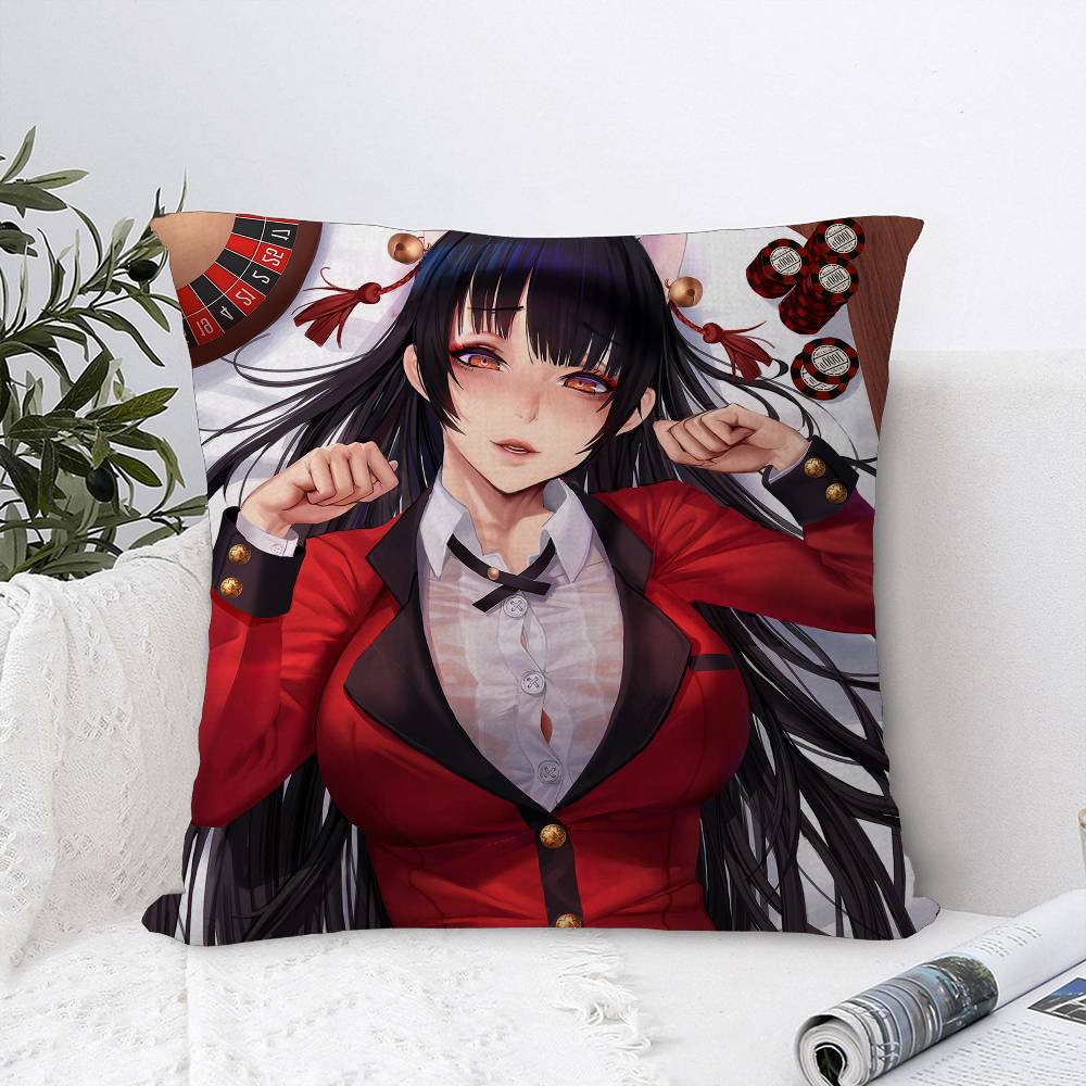 Japanese Manga Kakegurui Office Cushion Pillowcase Car Cushion Cover45X45CM Lumbar Pillowcase Sofa Pillowcover