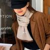 Color Block Knit Scarf Stylish Label Decor Rectangle Scarf Autumn Winter Soft Warm Decorative Neck Scarf