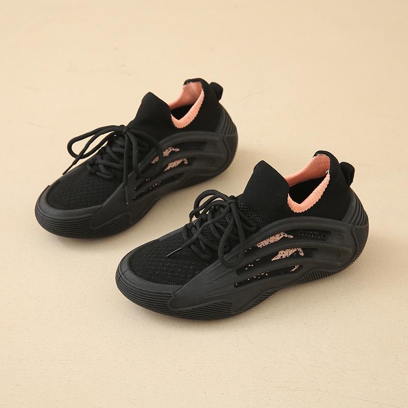 

Летающие вязаные спортивные носки-туфли женские летние дышащие легкие для долгой стоячей работы не устают ноги мягкая подошва кокосовые повседневные туфли 40 чёрный